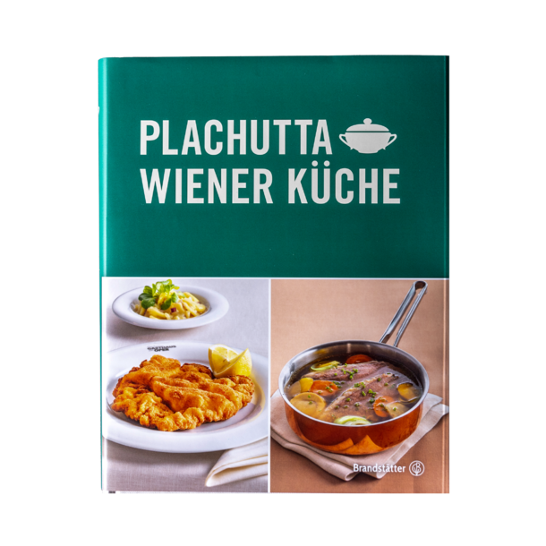 Cover of the Plachutta Wiener Küche cookbook with photos of schnitzel and a pot of soup.