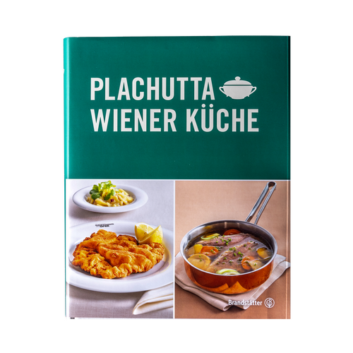 Cover of the Plachutta Wiener Küche cookbook with photos of schnitzel and a pot of soup.