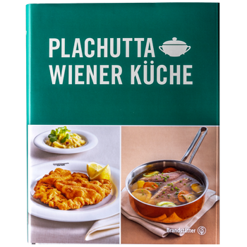 Cover of the Plachutta Wiener Küche cookbook with illustrations of schnitzel, creamed potatoes and boiled beef.