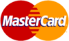 MasterCard logo with overlapping red and yellow circles and MasterCard text in white.